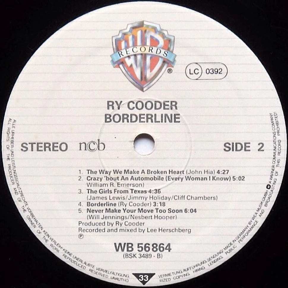 Ry Cooder - Borderline - Vinyl Lp - 1980 - Eu - Original 