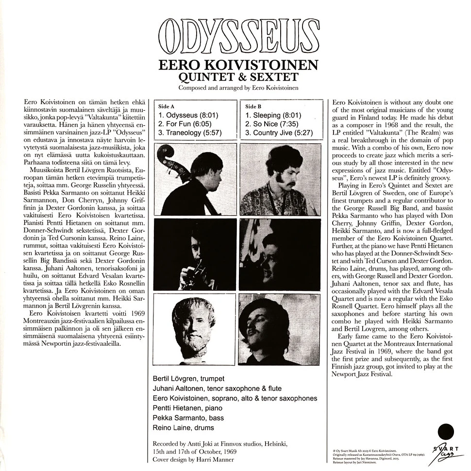 Eero Koivistoinen Kvintetti & Sekstetti - Odysseus Black Vinyl Edition