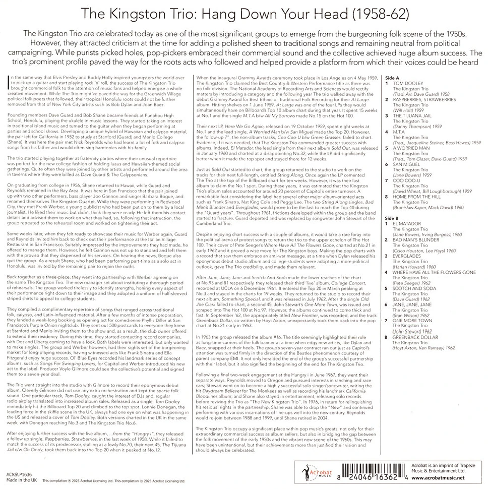 The Kingston Trio - Hang Down Your Head - Best Of The Singles 1958-62