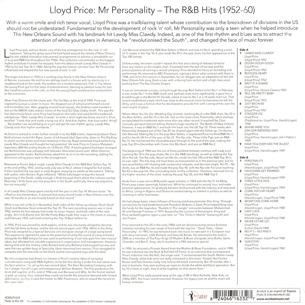 Lloyd Price - Mr Personality: The R&B Hits 1955-62