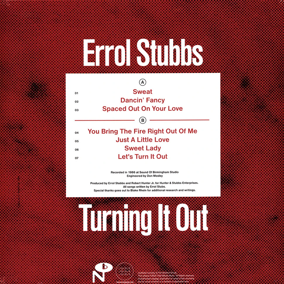 Errol Stubbs - Turning It Out Clear Vinyl Edition