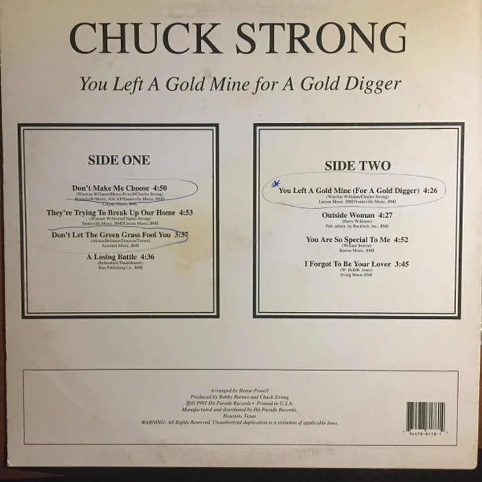 Chuck Strong - You Left A Gold Mine For A Gold Digger
