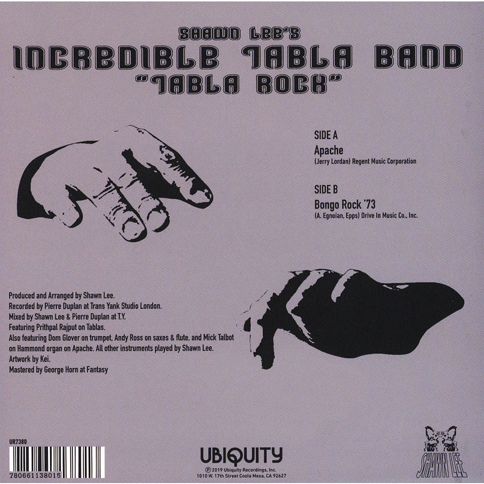 Shawn Lee's Incredible Tabla Band “Tabla Rock” Vinyl 7" 2019 US