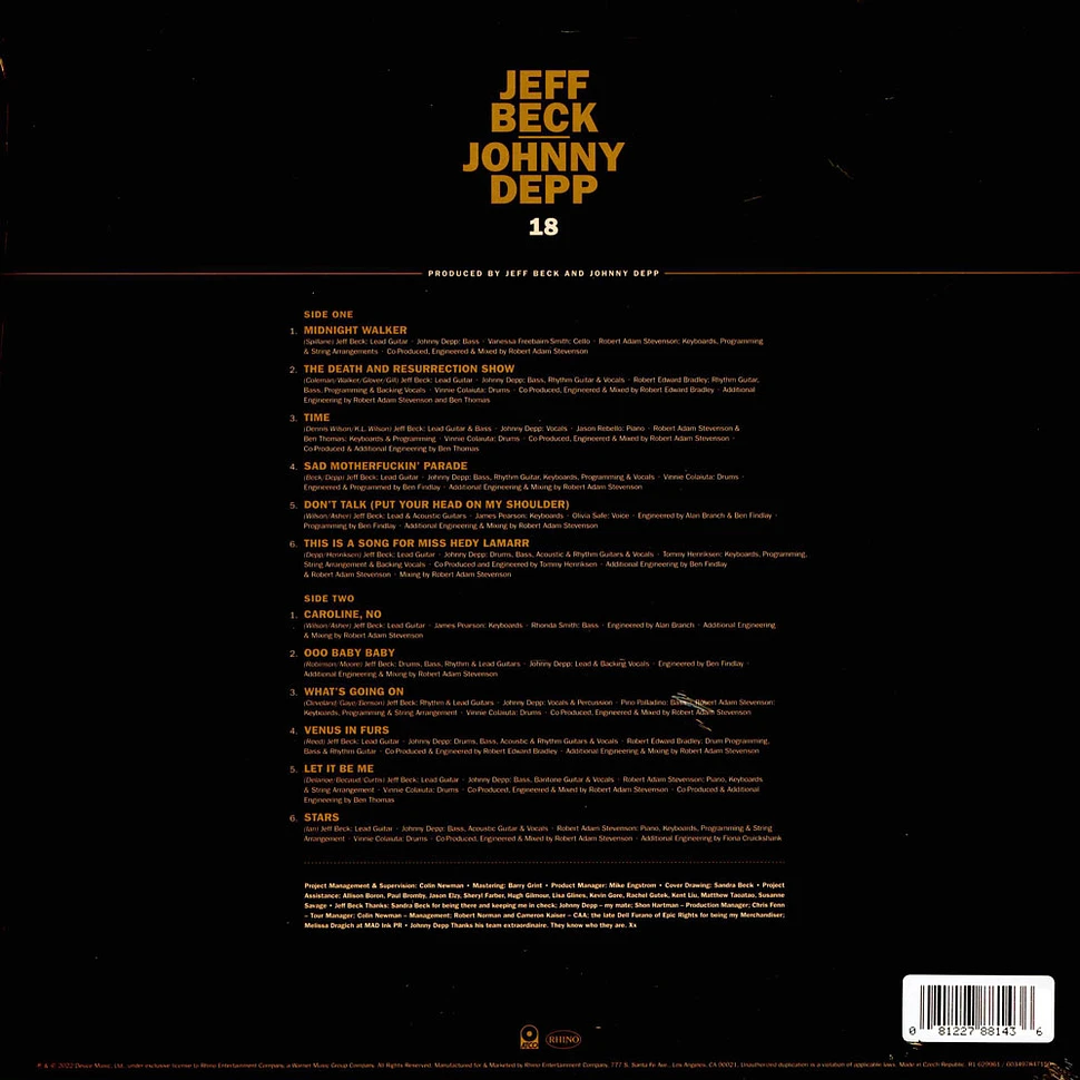Jeff Beck & Johnny Depp - 18 Gold Vinyl Edition