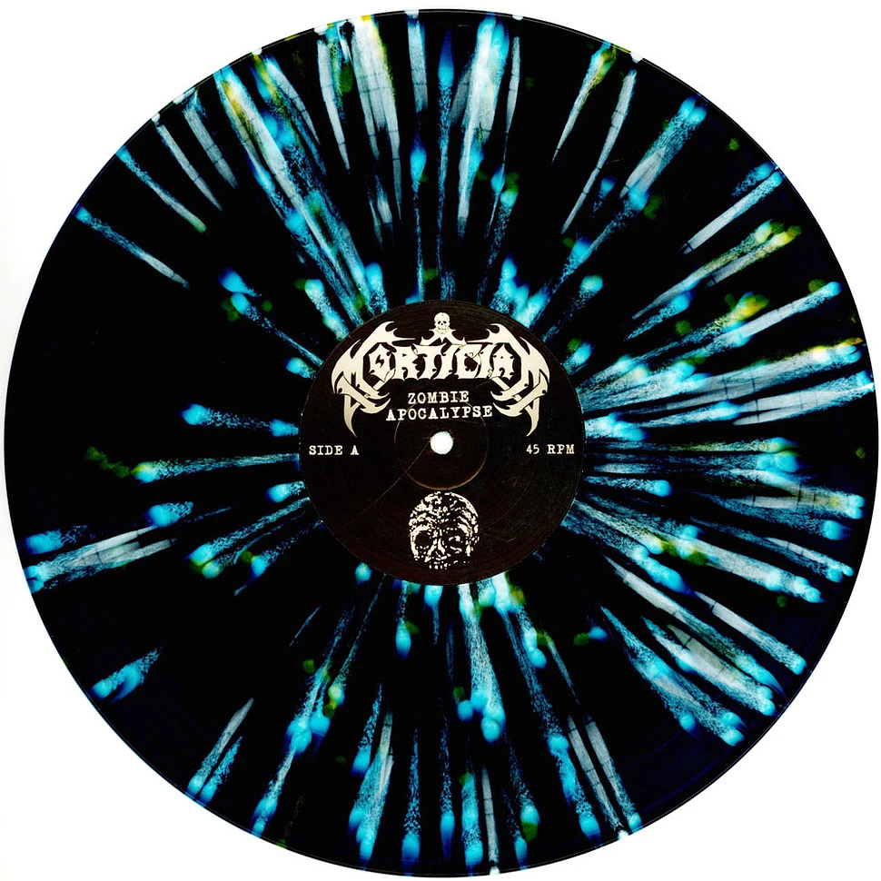 Mortician - Zombie Apocalypse Sea Blue With White, Bone White & Gold Splatter