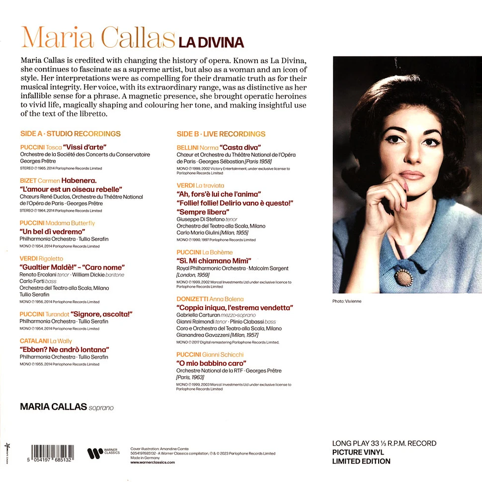 Maria Callas - La Divina-Maria Callas Picture Disc Edition