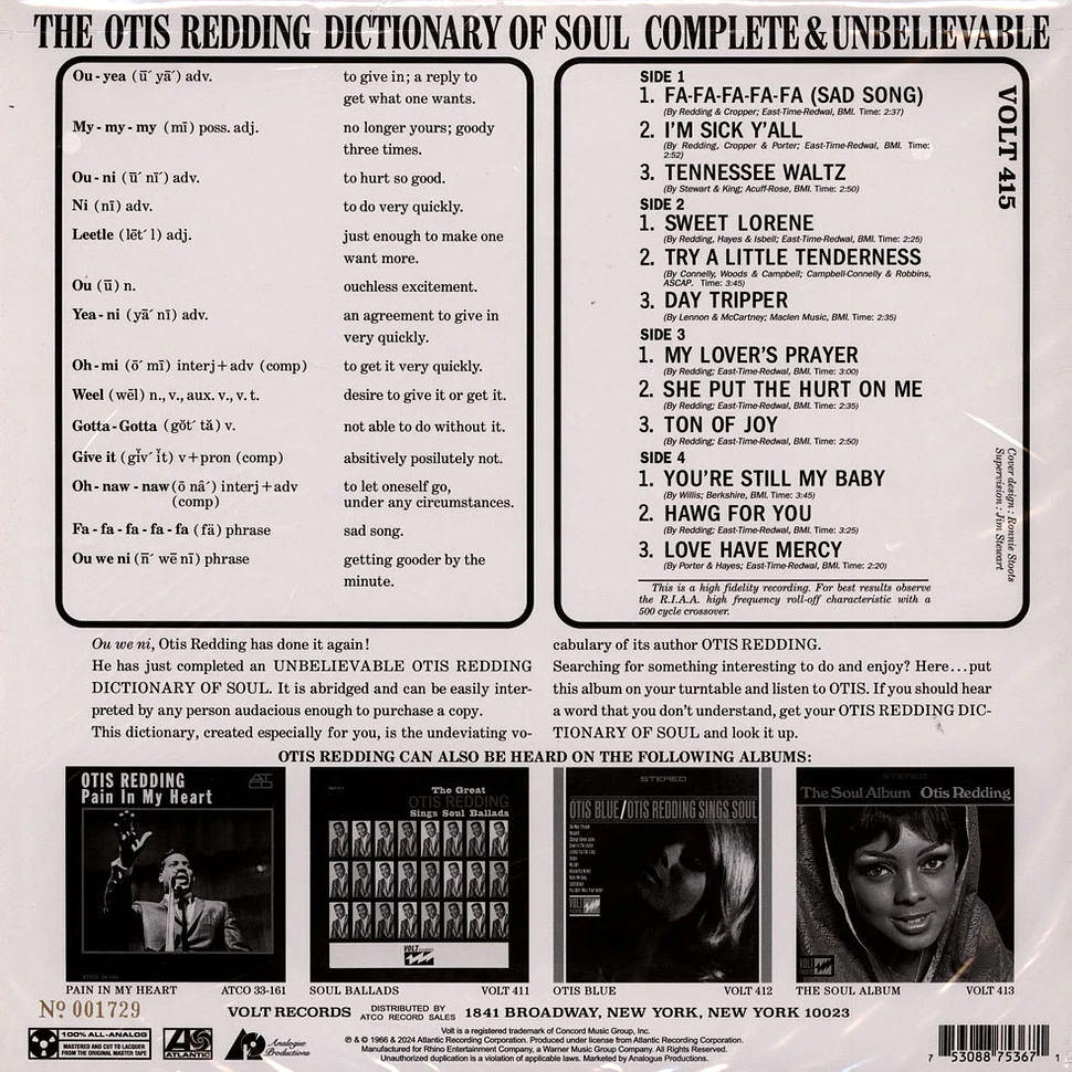 Otis Redding - Complete & Unbelievable...The Otis Redding Dictionary Of Soul Atlantic 75 Series