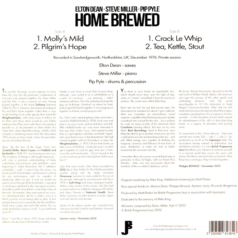 Elton Dean, Steve Miller & Pip Pyle - Home Brewed