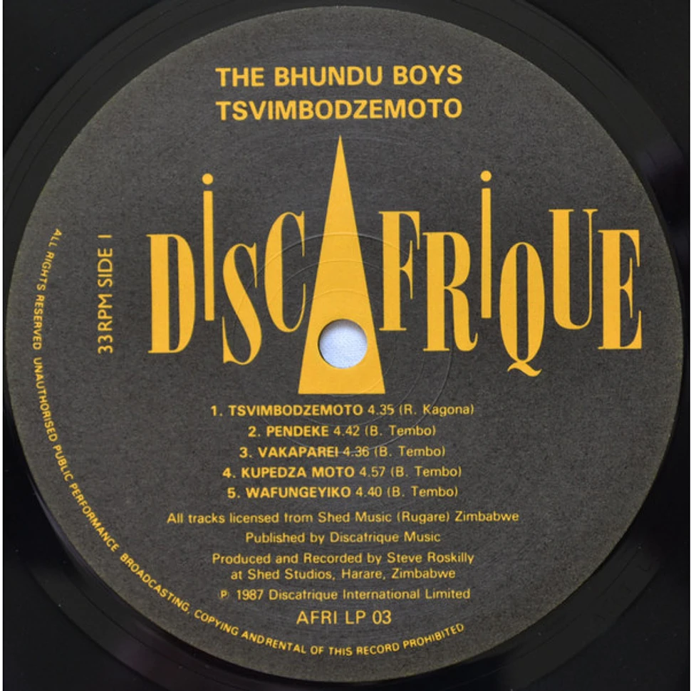 Bhundu Boys - Tsvimbodzemoto = Sticks Of Fire