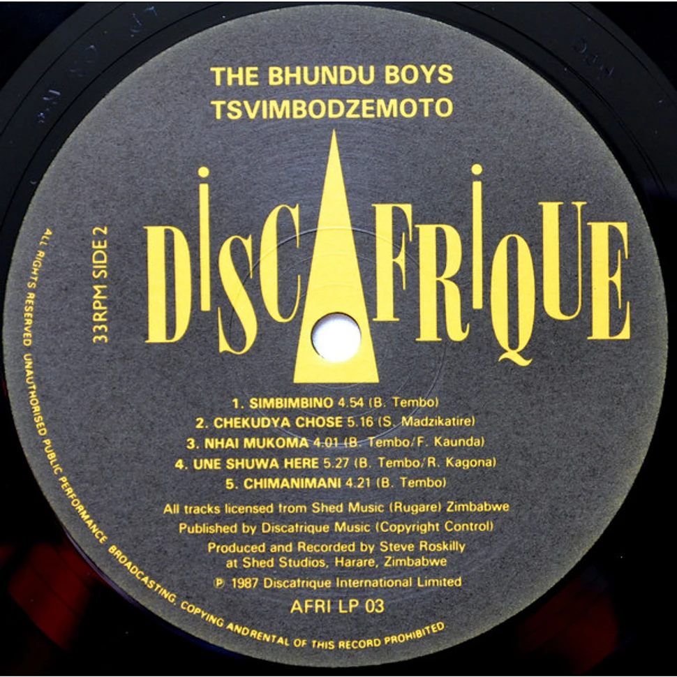 Bhundu Boys - Tsvimbodzemoto = Sticks Of Fire