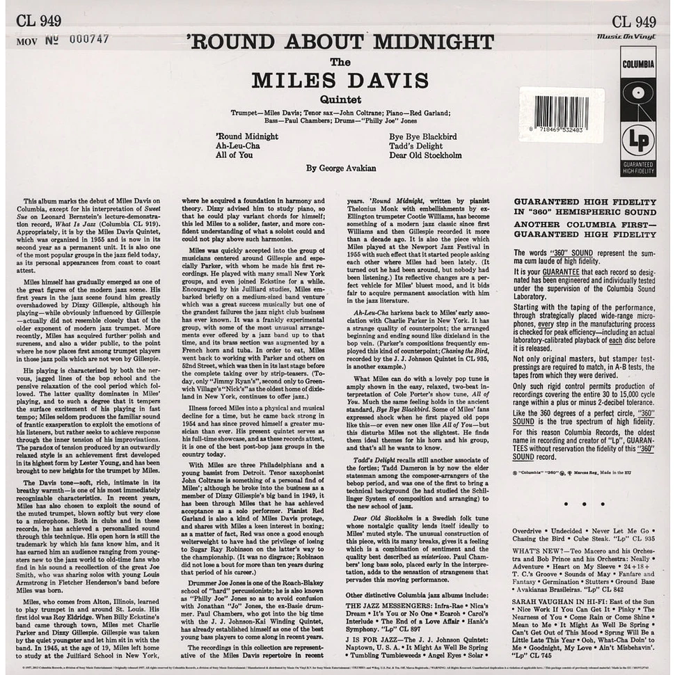 Miles Davis - Round About Midnight Mono