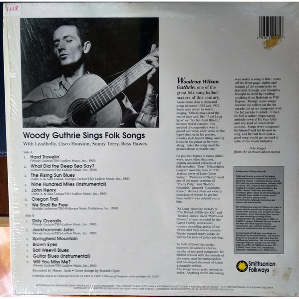 Woody Guthrie With Leadbelly, Cisco Houston, Sonny Terry And Bess Hawes - Sings Folk Songs