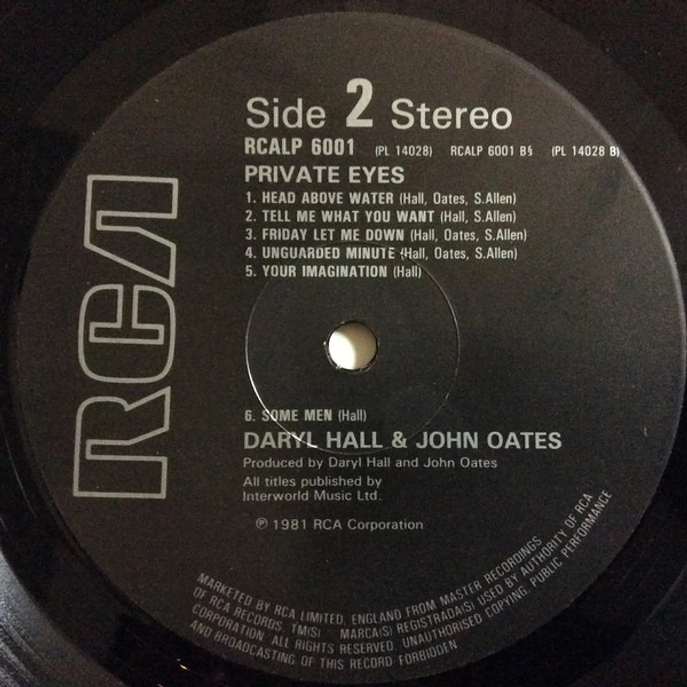 Daryl Hall & John Oates - Private Eyes - Vinyl LP - 1982 - UK - Reissue
