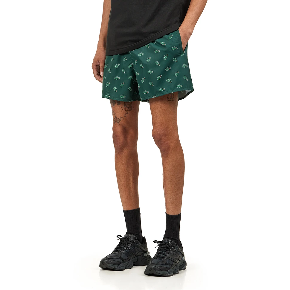 Lacoste - Crocodile Print Swim Trunks