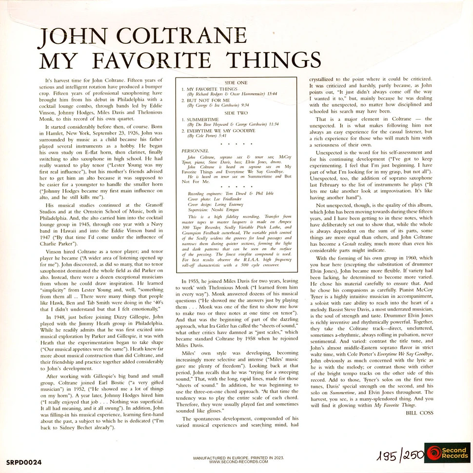 John Coltrane - My Favorite Things Clear/Blue Splatter Vinyl Edition