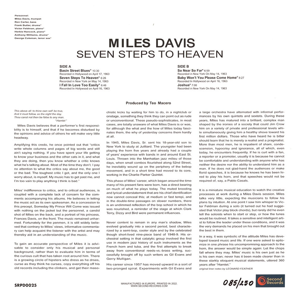Miles Davis - Seven Steps To Heaven Yellow/Red Marble Vinyl Edition