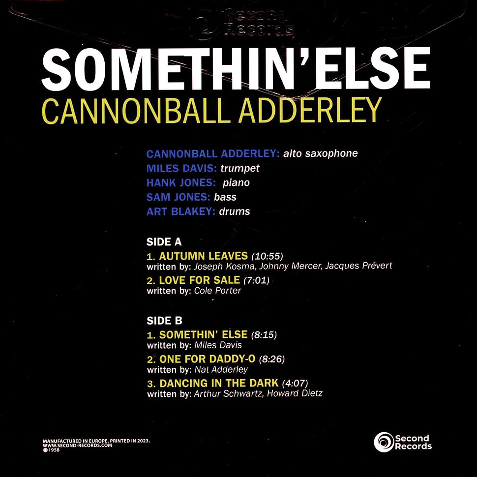 Cannonball Adderley - Somethin' Else Yellow Marble Vinyl Edition