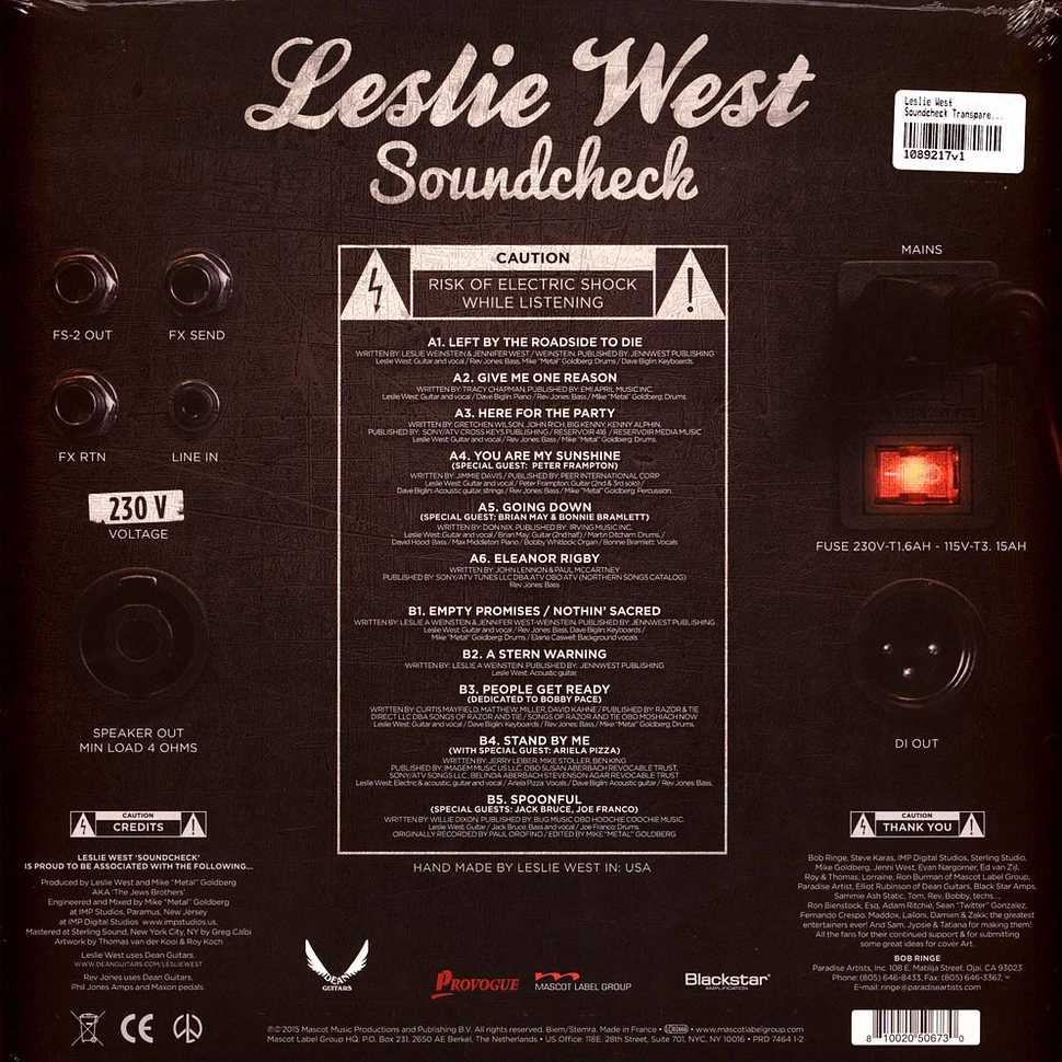 Leslie West - Soundcheck Transparent Red Vinyl Edition