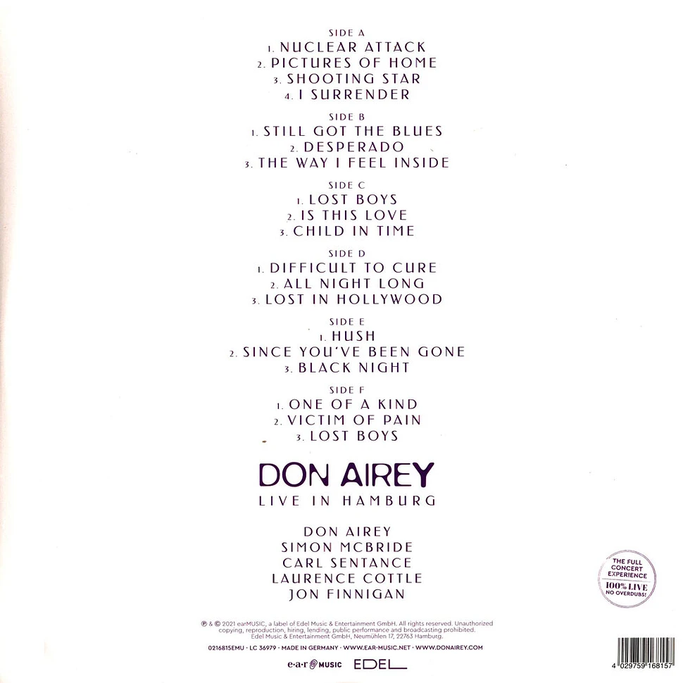 Don Airey - Live In Hamburg Limited White Vinyl Edition