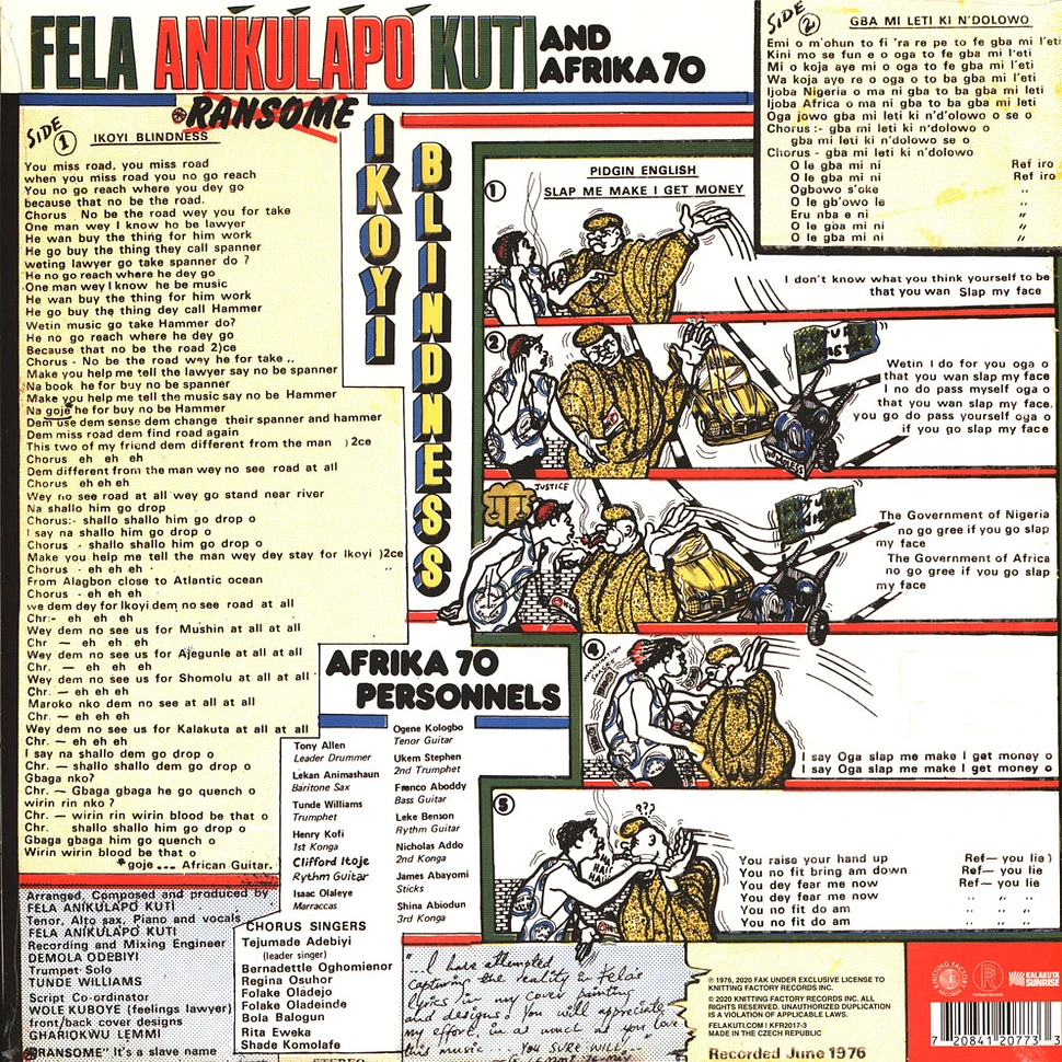 Fela Kuti - Ikoyi Blindness White Vinyl Edition
