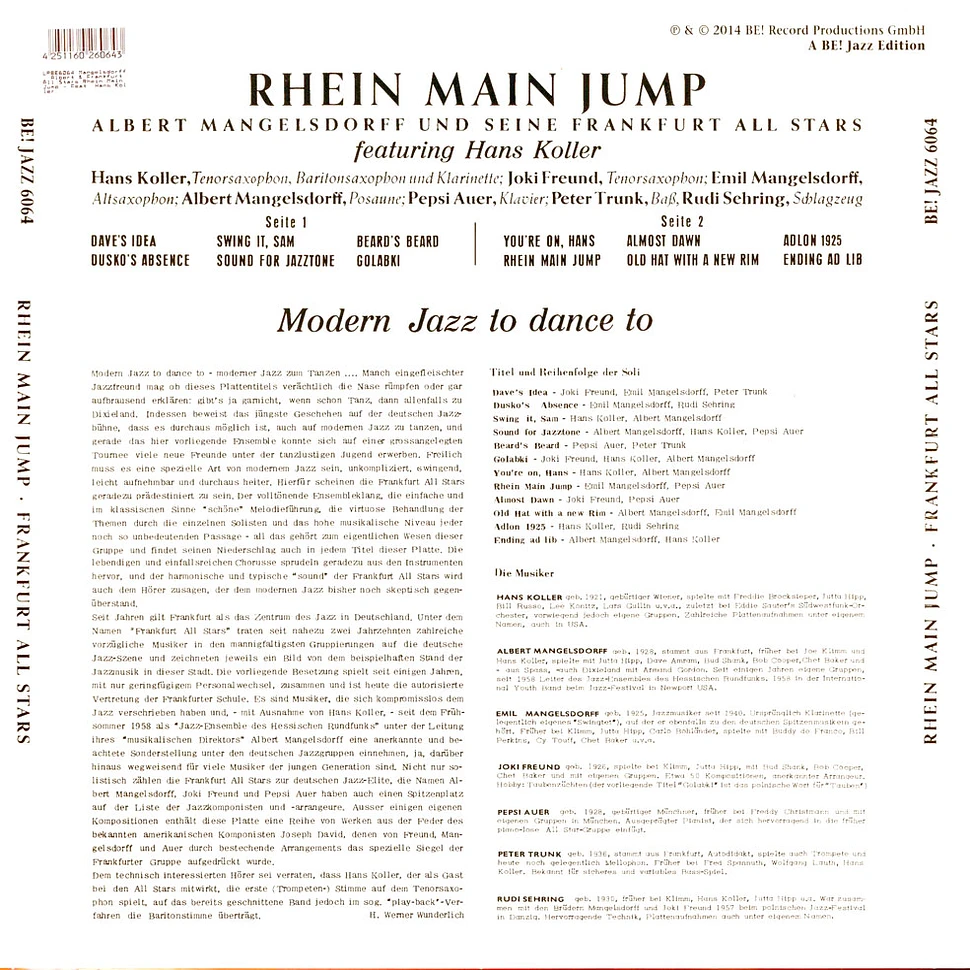 Albert Mangelsdorff & Frankfurt All Stars - Rhein Main Jump Feat. Hans Koller