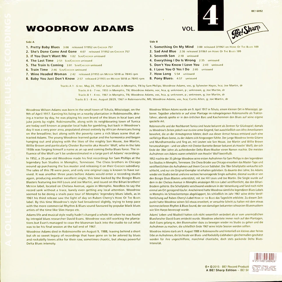 Woodrow Adams - This Is The Blues Volume 4 Collection Of Authentic