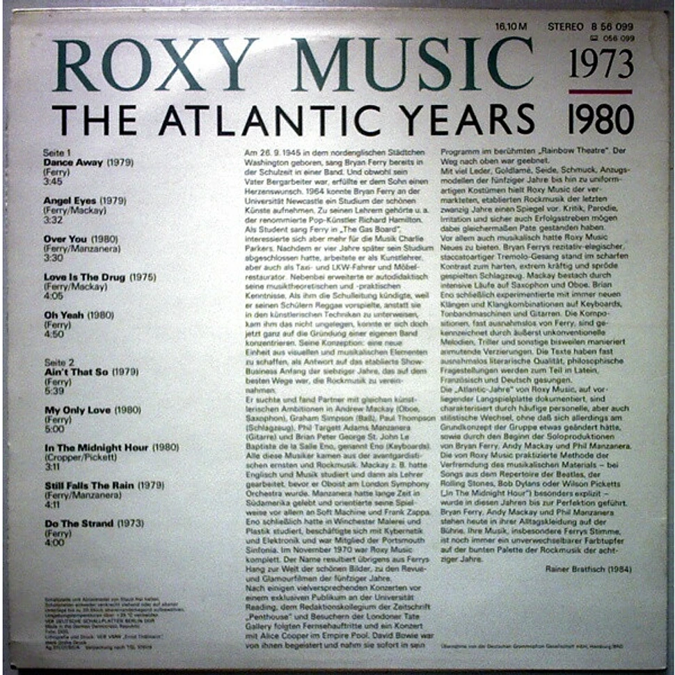 Roxy Music - 1973-1980 The Atlantic Years