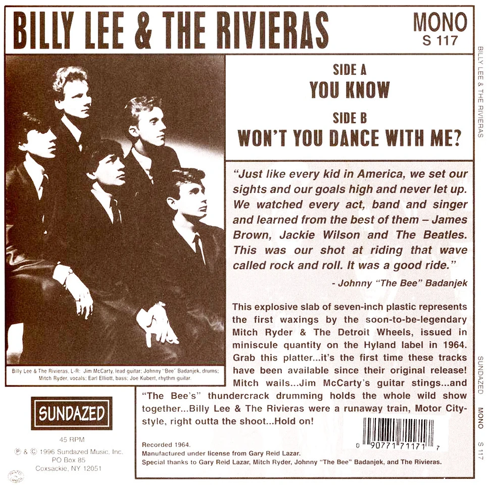 Billy Lee & The Rivieras - You Know