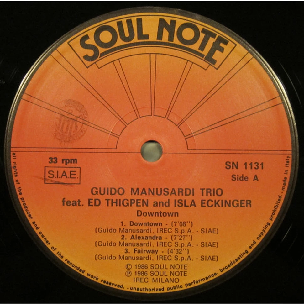 The Guido Manusardi Trio - Down Town
