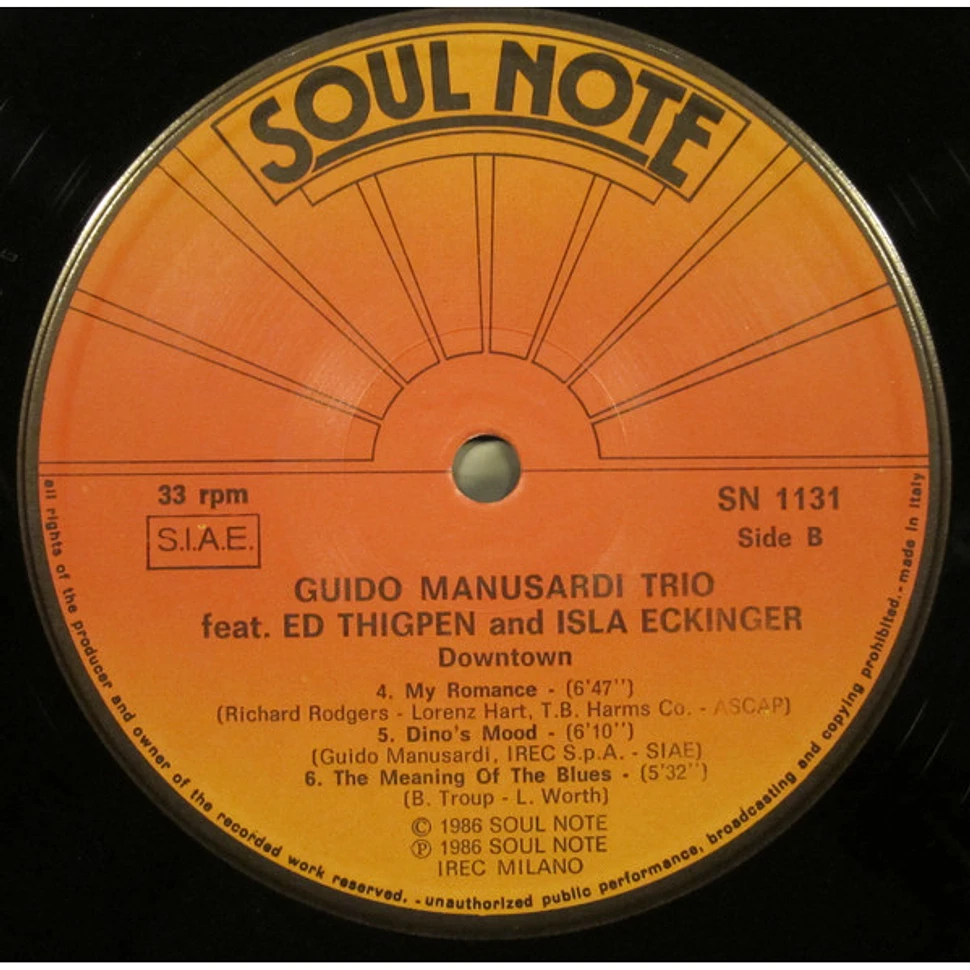 The Guido Manusardi Trio - Down Town