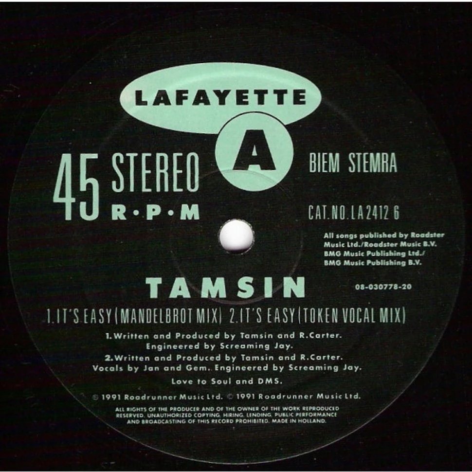 DJ Tamsin - It's Easy / Feelin' Free