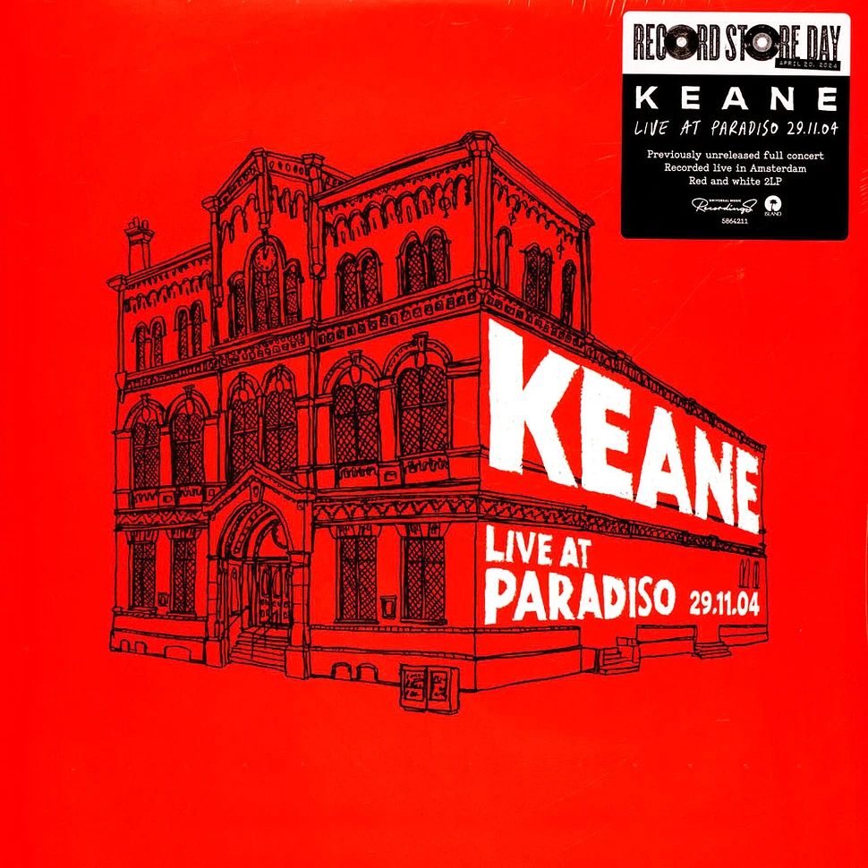 Keane - Live At Paradiso 2004 Record Store Day 2024 Transparent Red / Solid White Vinyl Edition