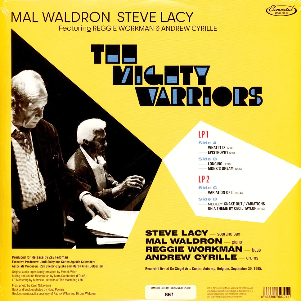 Mal Waldron & Steve Lacy - The Mighty Warriors Live In Antwerp Record Store Day 2024 Vinyl Edition