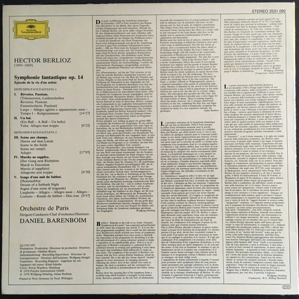 Hector Berlioz - Orchestre De Paris, Daniel Barenboim - Symphonie Fantastique