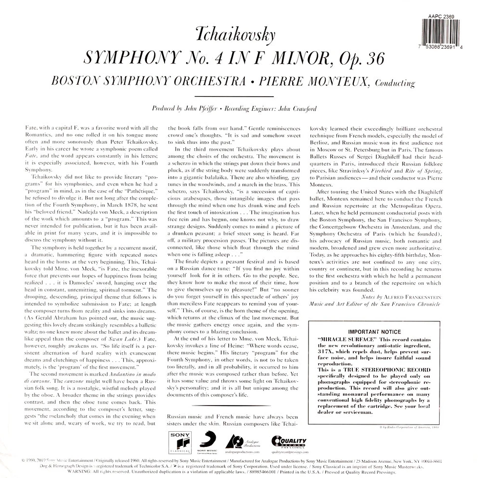 Tchaikovsky / Monteux / Boston Symphony - Symphony No. 4