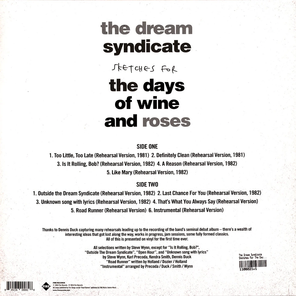 The Dream Syndicate - Sketches For The Days Of Wine And Roses Record Store Day 2024 Edition