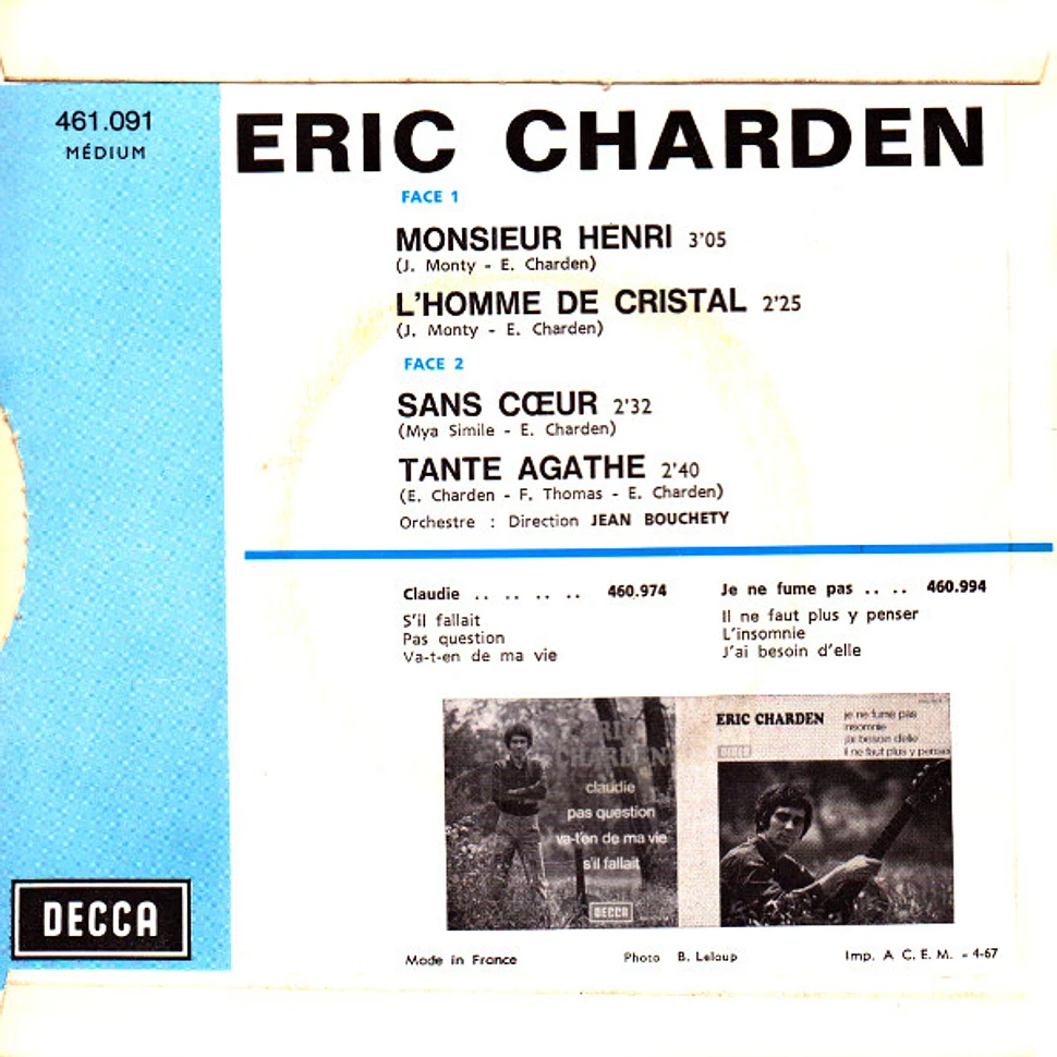 Eric Charden - Monsieur Henri / Tante Agathe / L'Homme De Cristal / Sans Cœur