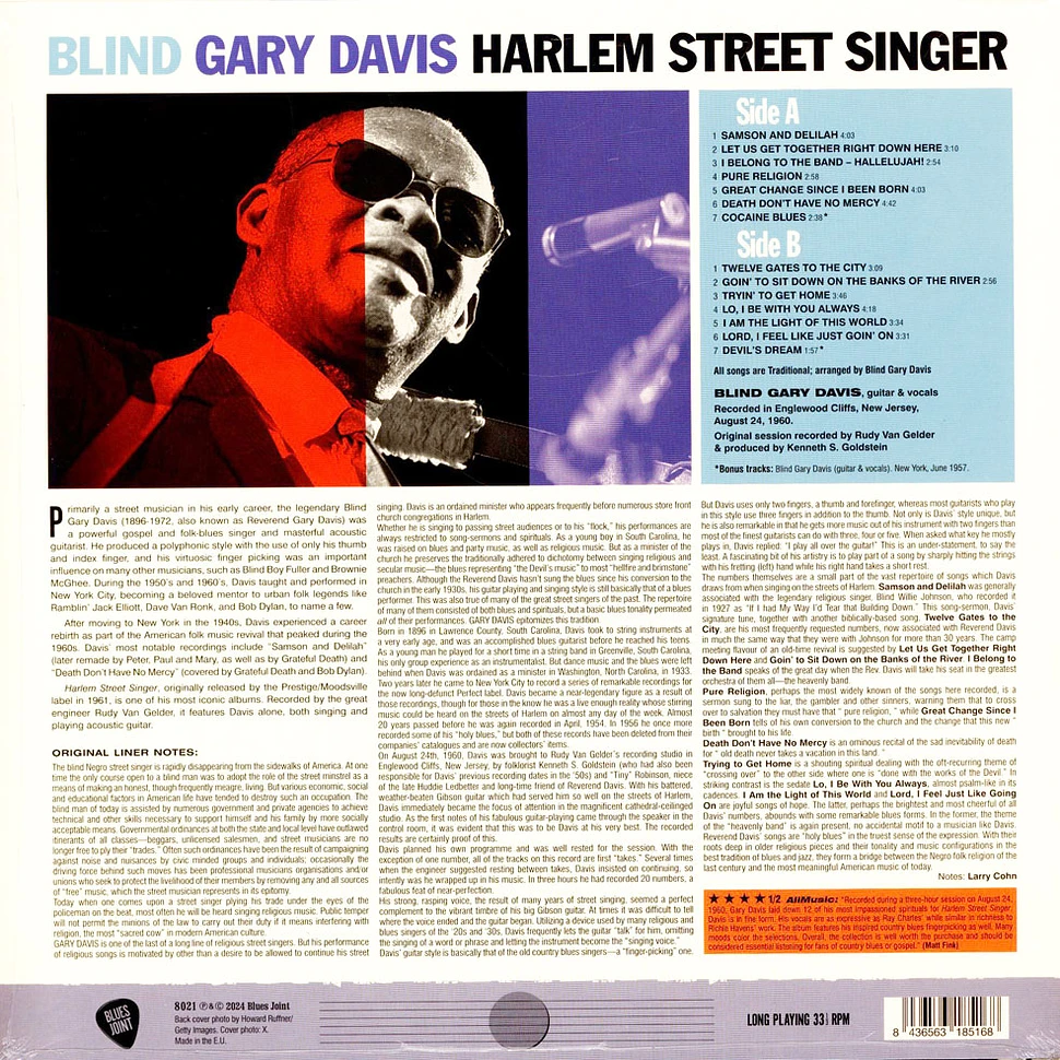 Blind Gary Davis - Harlem Street Singer Limited Edition +2 Bonus Tracks