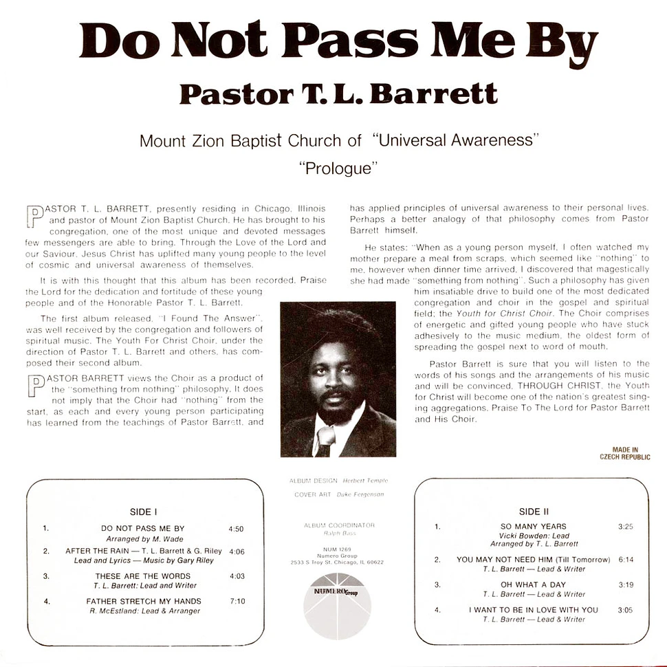 Pastor T.L. Barrett & The Youth For Christ Choir - Do Not Pass Me By Volume 1 Red Vinyl Edition