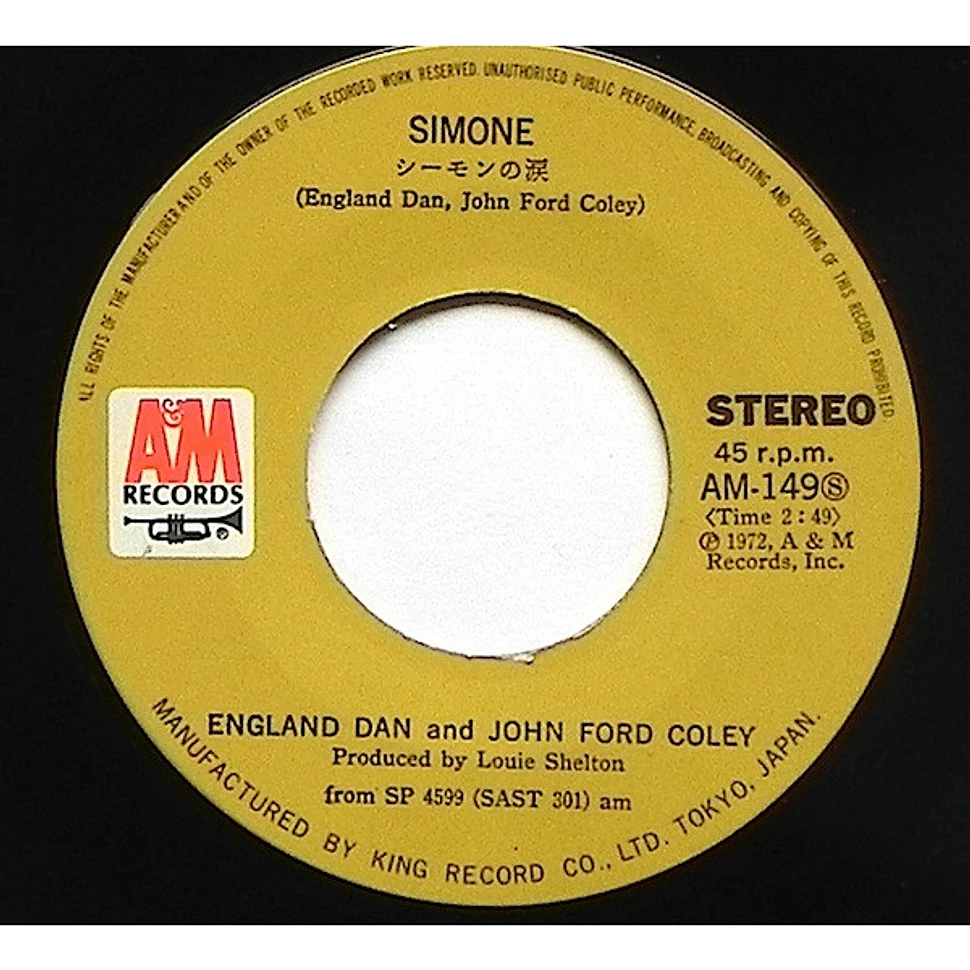 England Dan & John Ford Coley - Simone = シモーンの涙
