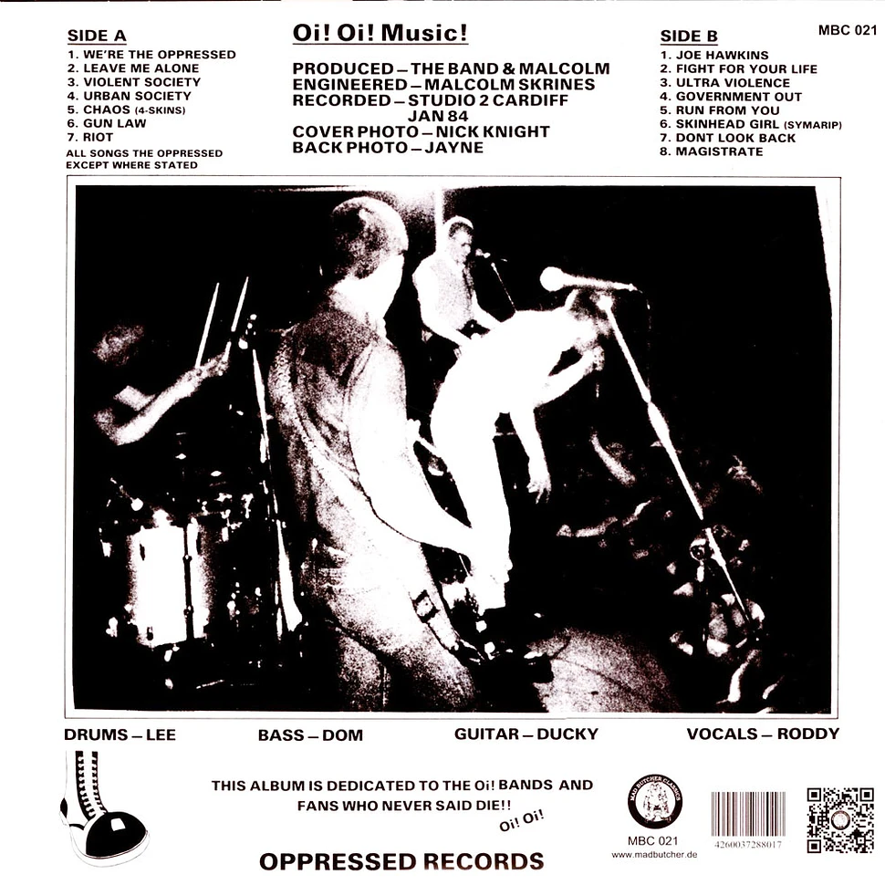Oppressed - Oi! Oi! Music! Red Vinyl Edtion