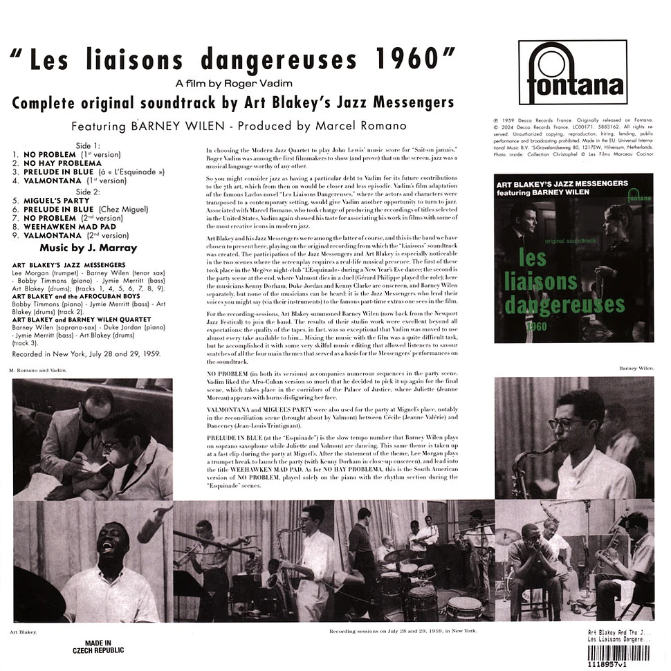 Art Blakey And The Jazz Messengers With Barney Wilen - Les Liaisons Dangereuses 1960