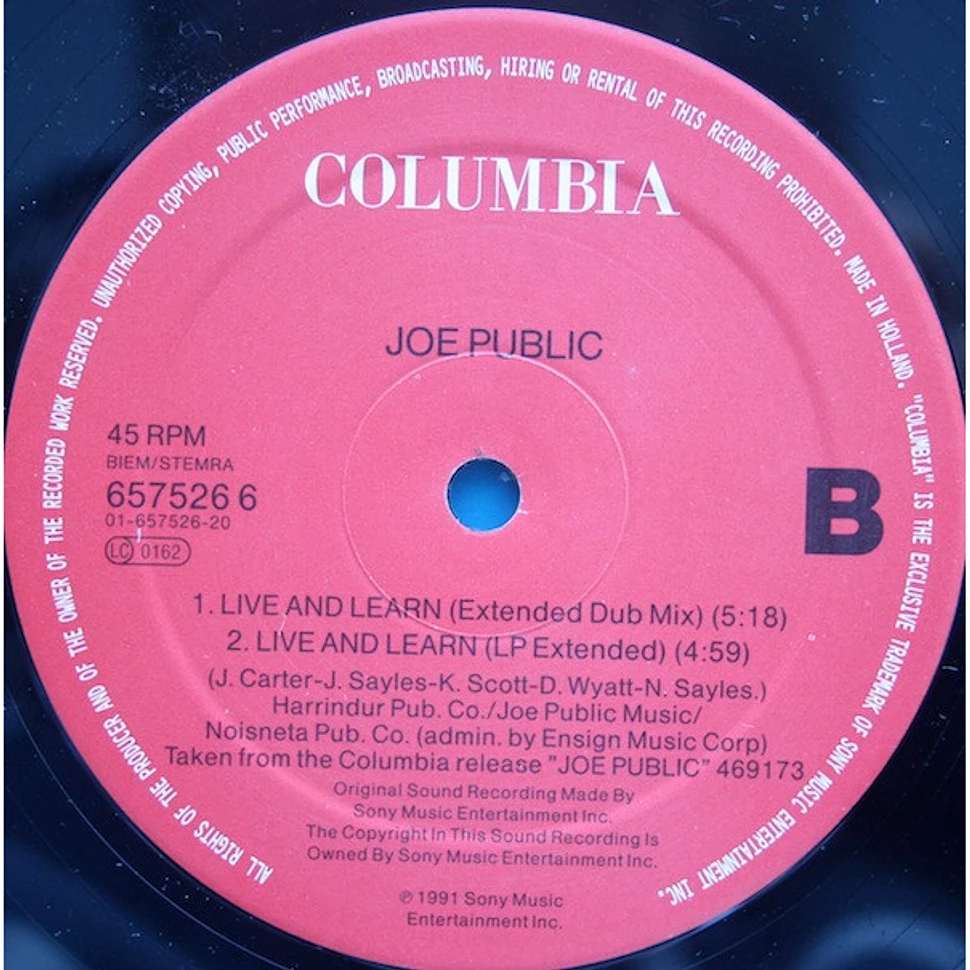 Joe Public - Live And Learn