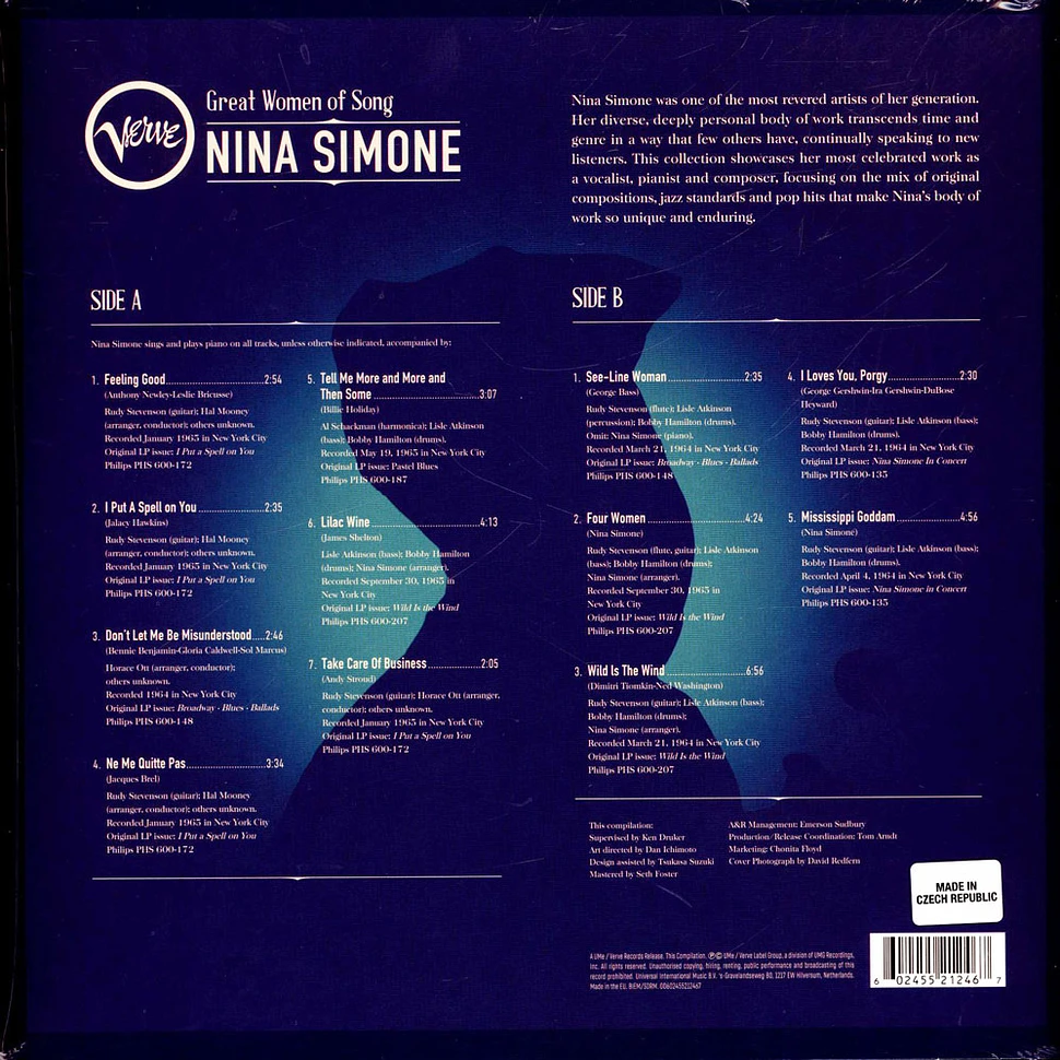 Nina Simone - Great Women Of Song: Nina Simone Limited Blue Vinyl Edition