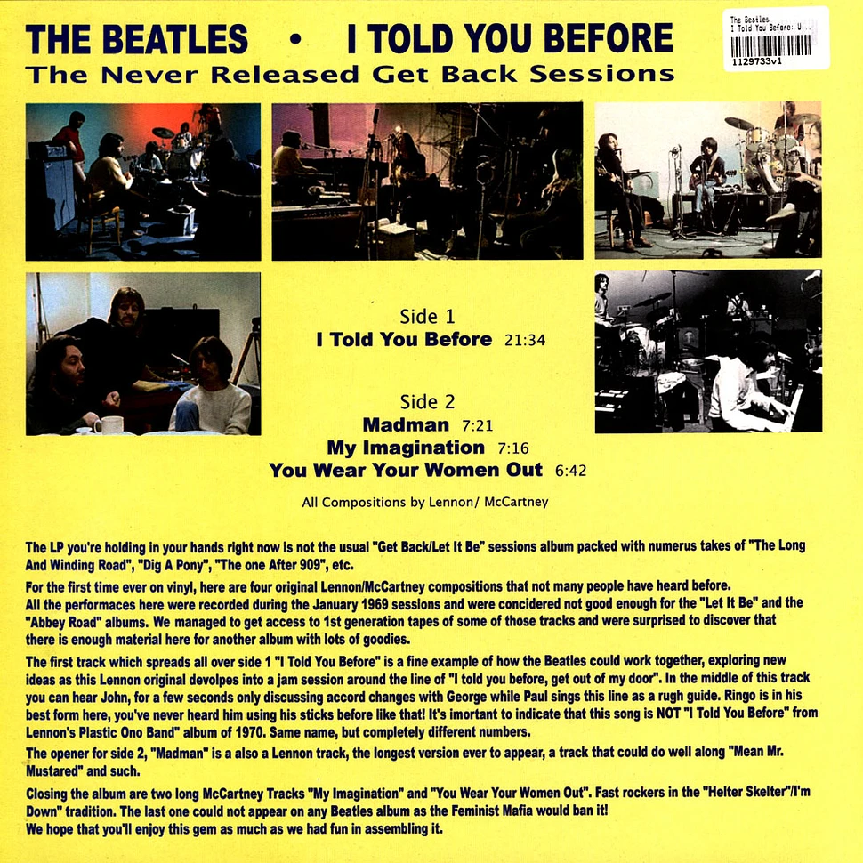 The Beatles - I Told You Before: Unreleased Get Back Sessions