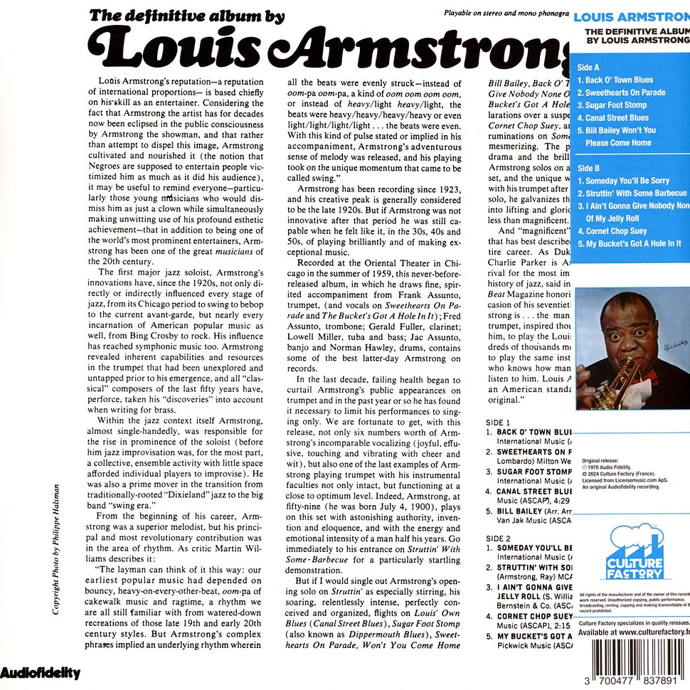 Louis Armstrong - The Definitive Album By Louis Armstrong Blue Vinyl Edition