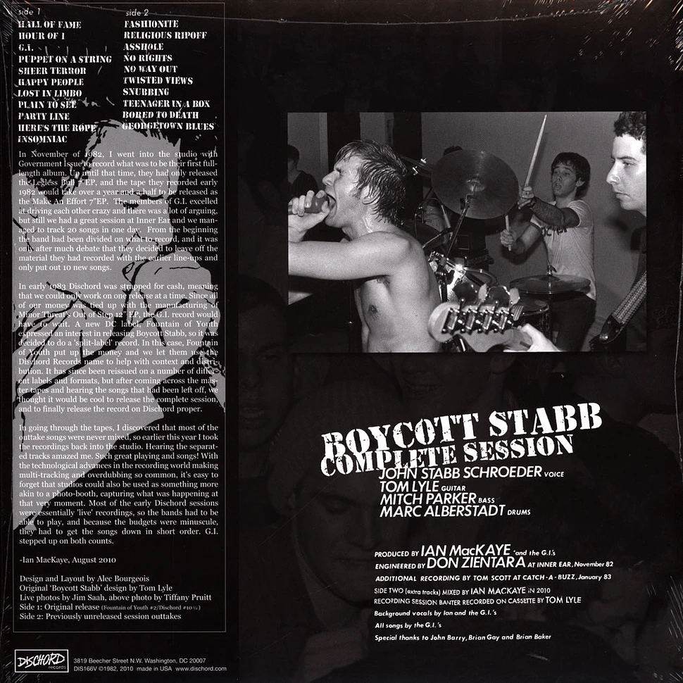 Government Issue - Boycott Stabb Complete Session White Vinyl Edition