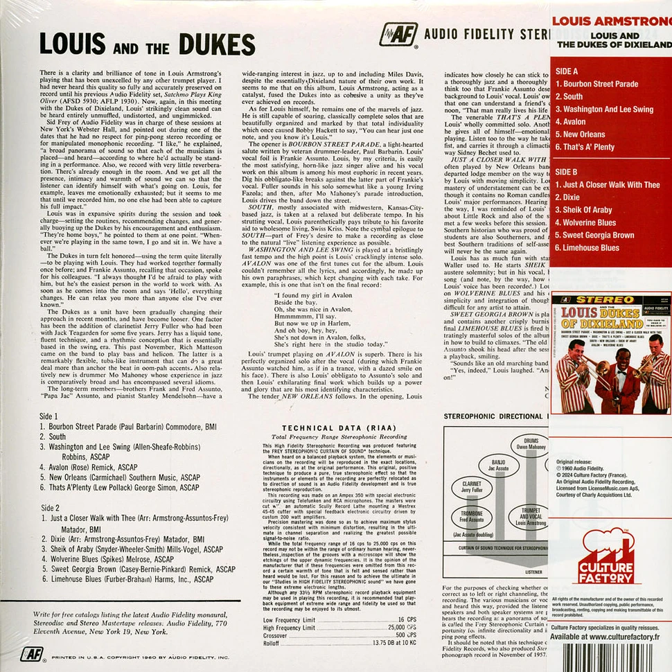 Louis Armstrong - Louis And The Dukes Of Dixieland (Audio Fidelity) Red Vinyl Edition