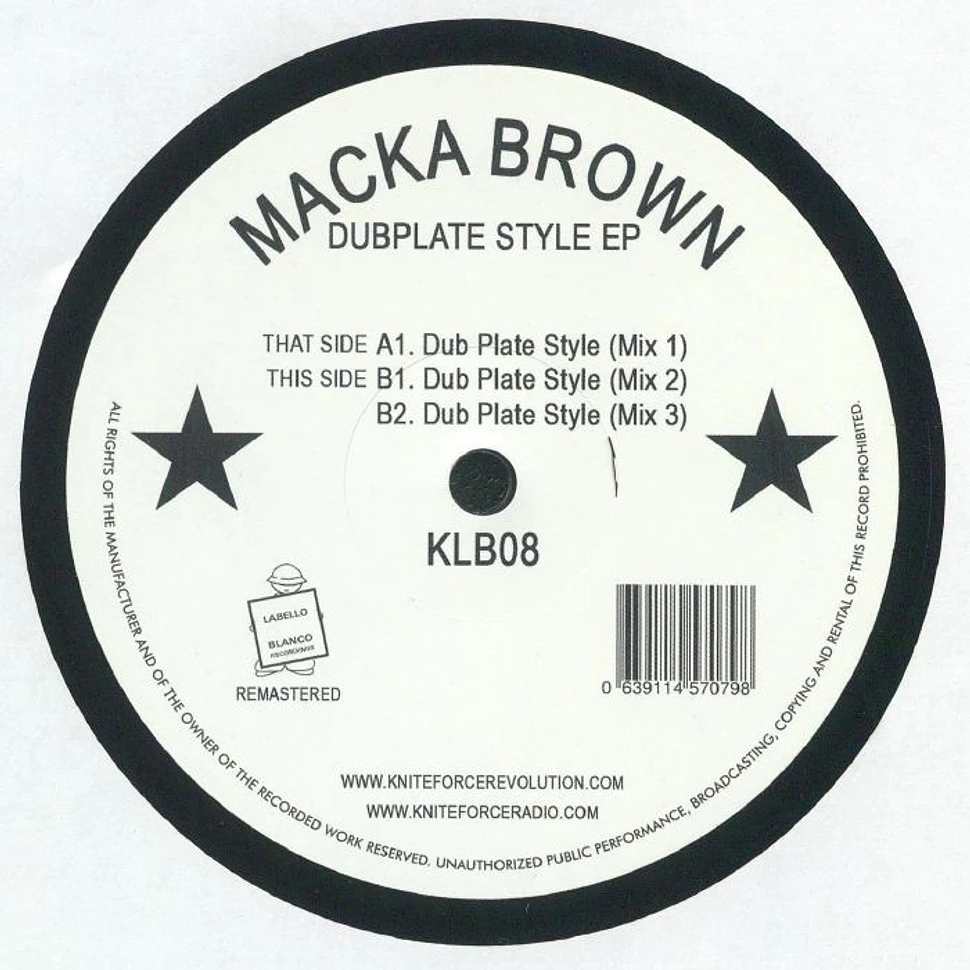 Macka Brown - Dub Plate Style EP