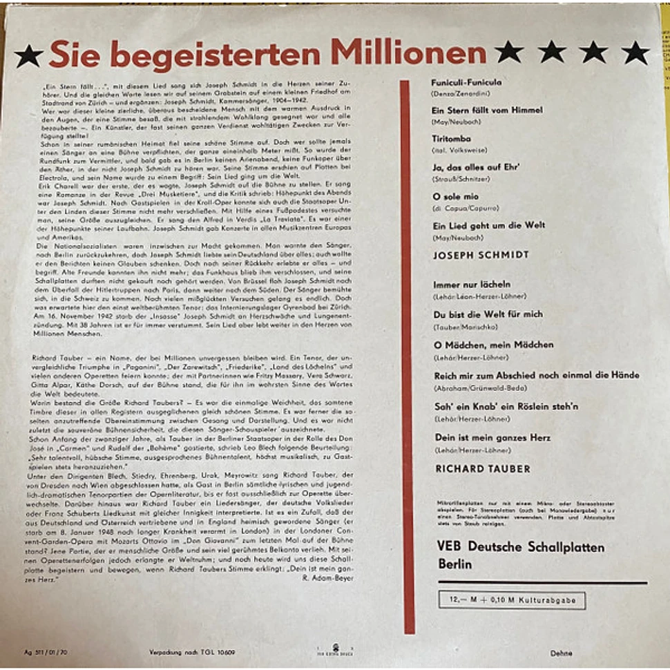 Joseph Schmidt & Richard Tauber - Sie Begeisterten Millionen